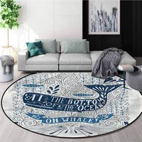 RUGSMAT Whale Art Deco Pattern Non-Slip Washable Round Area Rug,Bottom of The Ocean Quote Protect Floors While Securing Rug Making Vacuuming Diameter-47