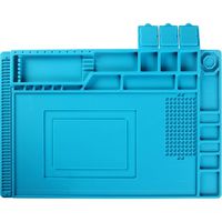 Silicone Repair Mat, Magnetic Soldering Mat Heat Insulation Electronics Repair for Cellphone, Laptop, Watch, Drone, Heat Resistant Pad 932°F for Soldering Station Iron 17.7inch x 11.8inch (Blue)