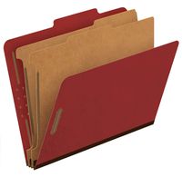 Pendaflex Recycled Classification File Folders, 2 Dividers, 2" Embedded Fasteners, 2/5 Tab Cut, Letter Size, Red, Box of 10 (24075R)