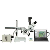 OMAX 2.1X-270X 18MP USB3 Zoom Stereo Boom Stand Trinocular Microscope with 30W LED Fiberoptic Light