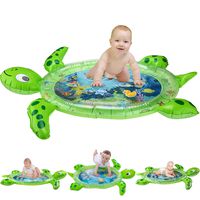 gebra Inflatable Tummy Time Water Mat Sea Turtle Shape Infants & Toddlers Play Mat Toy, Fun Play Activity Center Your Baby's Stimulation Growth (BPA Free, 43" 35" 2.5")