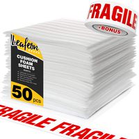 12" x 12" Foam Wrap Sheets for Packing Shipping and Moving Supplies - Cushion Foam Wraps are an Alternative to Bubble Envelopes & Bubble Cushioning Wrap - Good with Moving and Packing Boxes - 50 Pack