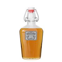 Personalized Swing Top Pocket Flask Glass Bottle- Monogram Initial Pewter Engraved Crest - Novelty for Weddings, Birthdays or any Special Occasions by Fine Occasion - Pick Your Letter (E, 8oz)