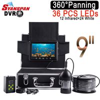 9" Underwater Fish Finder Camera SYANSPAN Depth Finder 8GB TF Card Recording Editon 360 Degree Rotating HD Waterproof Camera kit,36 Adjustable LEDs Night Version for Boats(50m)