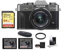 FUJIFILM X-T30 Mirrorless Digital Camera Bundle (with XC 15-45mm Lens Spare Battery Bundle, Dark Silver)