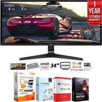 LG 34UM69G-B 34-inch 21:9 UltraWide IPS Gaming Monitor 2560 x 1080 with FreeSync Bundle with Elite Suite 18 Standard Editing Software Bundle and 1 Year Extended Warranty