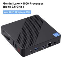 N40 Mini PC Intel Celeron N4000(up to 2.6GHz), Fanless Windows 10 Pro Mini Computer, DDR4 4GB+64GB eMMC, UHD 4K@60Hz, DIY SSD, Dual Band WiFi, HDMI&VGA, Support Auto Power On, PXE Boot, WOL, RTC Wake