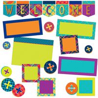 Eureka Multicolor Plaid ''Welcome'' Back to School Bulletin Board Classroom Decoration Set, 23pcs