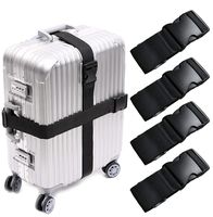 WeTest 4-Pack Adjustable Luggage Straps with ID Label, Suitcase Belts for Travel, 75 Inch, Black