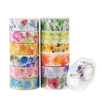 Knaid Floral Washi Masking Tape Set + Tape Dispenser, Spring Flower Decorative Paper Tapes for Arts and DIY Crafts, Scrapbooking, Bullet Journal, Planner, Gift Wrapping, Holiday Decoration (Set of 12)