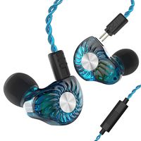 RevoNext RX8 in Ear Monitor,Dual Driver 1DD+1BA HiFi Wired Earbuds with 2 Pins 0.78mm Detachable Cable(Blue-mic)