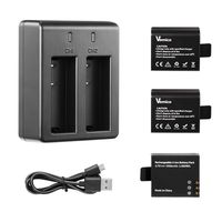 Vemico Action Camera Battery, 3x1050mAh Rechargeable Sports Action Camera Battery for AKASO/Campark APEMAN/DBPOWER/NEXGADGET/WiMiUS/Lightdow/EKEN with Dual Battery Charger Kit