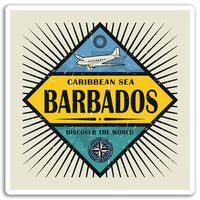 2 x 10cm Barbados Vinyl Stickers - Holiday Travel Sticker Laptop Luggage #18103 (10cm Wide)
