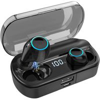 Wireless Earbuds Bluetooth Headphones【Support Wireless Charging and 2600mAh Battery Bluetooth 5.0 Earphones】 Apt-X Hi-Fi 4D Stereo Immersive Sound with Deep Bass, CVC8.0 Noise Cancelling (Black)