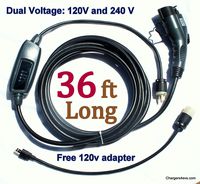 Couplago Maxx-16 -Dual Voltage 120V/240V -36 ft Long- Level 2 Portable Electric Vehicle Charger (120V-240V) with nema 6-20 Plug -120V Adapter - 16 amp Electric Car Charger- J1772 - EVSE