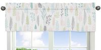 Sweet Jojo Designs Pink and Grey Tropical Leaf Window Treatment Valance - Blush, Turquoise, Gray and Green Botanical Rainforest Jungle Sloth Collection