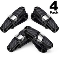4 Packs Glasses Holders for Car Sun Visor, Sunglasses Holder Clip Hanger Eyeglasses Mount, Double-Ends Clip and 180 Degree Rotational Car Glasses Holder with Ticket Card Clip (Carbon Fiber Silver)