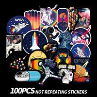 100PCS NASA Stickers for Laptop, Space Explorer Galaxy Vinyl Decals for Water Bottle Hydro Flask MacBook Car Bike Bumper Skateboard Luggage, Spaceman Spacecraft Universe Planet Logo Graffiti Sticker