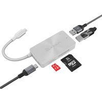 USB Type C Hub Combo, Aluminum, 5 in 1 Multi Port Dongle, Pass-Through Charging Adapter, 2 USB 3.0 Ports, SD/Micro Card Reader Compatible for Mac, Windows, Chromebook (Silver)