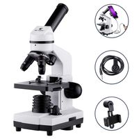 BNISE 100-1000x Microscope for Kids and Student with Double LED Lamp - Full Metal Eyepiece and Full Optical Glass Lens, with Smartphone Adapter Storage Bag Slice and Accessories Combination Set
