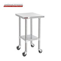 DuraSteel Stainless Steel Work Table 24" x 18" x 34" Height w/ 4 Caster Wheels -  Food Prep Commercial Grade Worktable - NSF Certified - Good For Restaurant, Business, Warehouse, Home, Kitchen, Garage