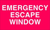 Brady 103634 Polyester Emergency Escape Window Label , White On Red,  4" Height x 6" Width,  Legend "Emergency Escape Window" (6 Labels per Package)