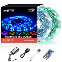 Led Strip Lights 32.8ft 10m 600LEDs Non Waterproof Flexible Color Changing RGB SMD 3528 LED Strip Light Kit with 44 Keys IR Remote Controller and 12V Power Supply NO White Color
