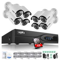 SANNCE 8 1080P IP Camera Security System, 8 Channel 1080P IP PoE NVR Recorder with 4TB HDD and 8x1080P 2MP White Bullet Surveillance Camera Kit, Email Alert with Picture, Face Detection