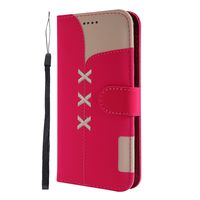 Samsung Galaxy A8 (2018) / A530 Case, Lomogo Leather Wallet Case with Kickstand Card Holder Shockproof Flip Case Cover for Galaxy A8 (2018) - LOGHU040082 Hot Pink