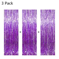 COFASHION 3.2 ft x 9.8 ft Purple Tinsel Foil Fringe Curtain for Birthday Wedding Engagement Bridal Shower Party Decorations Supplies Photo Booth Backdrop(Purple,3pcs)