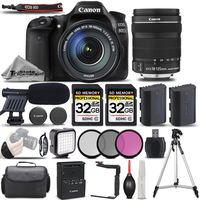 Canon EOS 80D Wi-Fi Full HD 1080P Digital SLR Camera + Canon 18-135mm IS STM Lens + 64GB Storage + Shotgun Mic + LED KIT. All Original Accessories Included - International Version