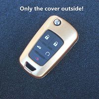 Ezzy Auto Gold Paint Metallic Remote Key Case Holder Key Shell Cover Key Fob Skin Covers REPL fit for Chevrolet Buick