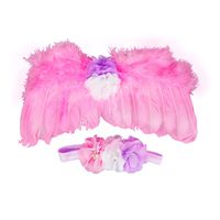 Yokumo Newborn Baby Photography Props Feather Angel Wings and Headband Set Baby Photo Shoot Costume-Pink