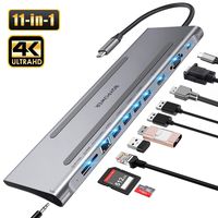 USB C Hub,BQYPOWER Type C Adapter 11 in 1 with Gigabit Ethernet Port, 87w Charging Port,4K HDMI, VGA, SD/TF Card Reader,4 USB Ports,Mic/Audio Port,Compatible for Mac Pro and Other Type C Laptops