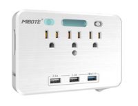 Wall Mount Surge Protector Power Strip with Quick Charger 3.0 3 USB Ports and 3 AC Outlet and 2 Slide Out Phone Holders by Mibote