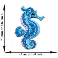 Powerwarauto Blue Seahorse Sea Horse Ocean Fish Animal Applique Embroidered Iron On Patch Crafts Sew DIY For Jeans T-Shirt Cap Bag