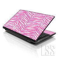 LSS Laptop 17-17.3" Skin Cover with Colorful Pink Zebra Print Pattern for HP Dell Lenovo Apple Asus Acer Compaq - Fits 16.5" 17" 17.3" 18.4" 19" (2 Wrist Pads Free)
