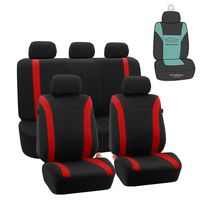 FH Group FB054115 Black Cosmopolitan Flat Cloth Full Set Car Seat Covers, (Airbag Compatible & Split Bench) w Gift, Solid Black Color -Fit Most Car, Truck, SUV, or Van