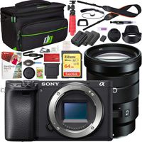 Sony ILCE-6400 a6400 Mirrorless APS-C Interchangeable-Lens Camera Body Bundle with E PZ 18-105mm f/4 G OSS Power Zoom Lens, 64GB Memory Card, Paintshop Pro 2018, Camera Bag and Camera Battery