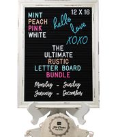 Large Rustic Black Felt Letter Board Ultimate Bundle Farmhouse Vintage White Wood Frame and Stand by Felt Creative Home Goods 12x16 Inch Changeable Message Board 800+ Letter Set Numbers Emoji Cursive
