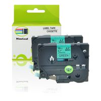NineLeaf 2PK Laminated Label Tape Replacement Compatible for Brother P-Touch TZ741 TZ-741 TZe-741 Black on Green (0.7inch 3/4inch 18mm) use for P-Touch Label Makers & Printers