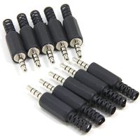 Ancable 10-Pack Headphone Headset Replacement Connector TRRS Male Plug 4 Pole 1/8" 3.5mm Solder Type DIY Audio Cable Connector