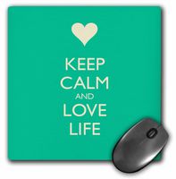3dRose LLC 8 x 8 x 0.25 Inches Mouse Pad, Keep Calm and Love Life Turquoise (mp_123117_1)