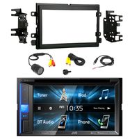 JVC KWV25BT Double DIN BT Car Stereo Receiver w/Touchscreen with Metra 95-5812 2DIN Installation Kit for Select 2004-up Ford Vehicles & Pyle PLCM22IR Rear View Camera with 0.5 Lux Night Vision