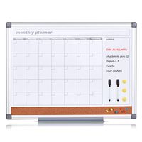 MAKELLO Monthly Calendar Whiteboard Dry Erase Cork Board Combo for Office, Classroom, Kitchen and Bedroom, 24x18 inches