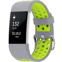 SKYLET for Fitbit Charge 2 Bands, Breathable Silicone Replacement Bands for Fitbit Charge 2 with Secure Watch Clasp (No Tracker)[Small, Gray-Green]