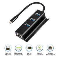 USB-C to Ethernet Adapter/Converter with Smartphone Holder, USB 3.1 Type C to USB 3.0 High Speed Data Transmission Hub with 1 Gigabit LAN Network Port for MacBook Pro 2016/2017, ChromeBook and More