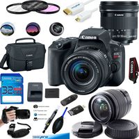 Canon EOS Rebel SL2 Kit with EF-S 18-55mm f/4-5.6 IS STM Lens Digital SLR Cameras (Black) + Canon EF-S 10-18mm f/4.5-5.6 IS STM Lens - Deal-Expo Accessories Bundle