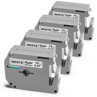 Anycolor Equivalent P-Touch M Tape M231 MK231 M-K231 Compatible with Brother P Touch Label Maker PT-M95 PT-90 PT-70BM PT-65 PT-85 and More, 0.47 Inch (12mm) x 26.2 Feet (8m), Black on White, 4-Pack
