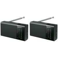 2 Pack Sony ICF-P36 Portable AM/FM Radio with LED Tuning Indicator - Black